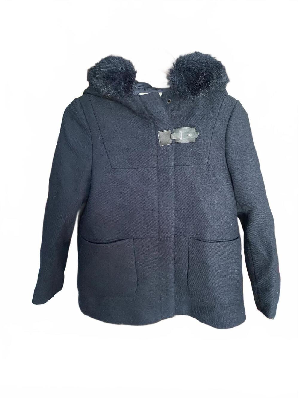 Zara Girls Navy Wool Blend Coat Size 11/12